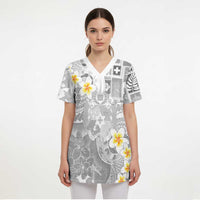 Tonga Christmas Scrub Top Kilisimasi Fiefia Retro Style White - Polynesian Pride