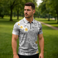 Tonga Christmas Zipper Polo Shirt Kilisimasi Fiefia Retro Style White - Polynesian Pride