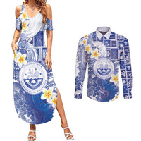 Federated States Of Micronesia Christmas Couples Matching Summer Maxi Dress and Long Sleeve Button Shirt Retro Style Bright Version - Polynesian Pride