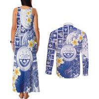 Federated States Of Micronesia Christmas Couples Matching Tank Maxi Dress and Long Sleeve Button Shirt Retro Style Bright Version - Polynesian Pride