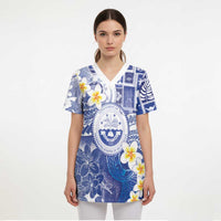 Federated States Of Micronesia Christmas Scrub Top Retro Style Bright Version - Polynesian Pride