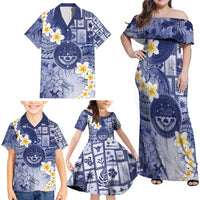 Federated States Of Micronesia Christmas Family Matching Off Shoulder Maxi Dress and Hawaiian Shirt Retro Style Dark Version - Polynesian Pride