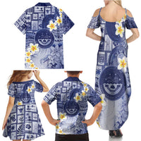 Federated States Of Micronesia Christmas Family Matching Summer Maxi Dress and Hawaiian Shirt Retro Style Dark Version - Polynesian Pride