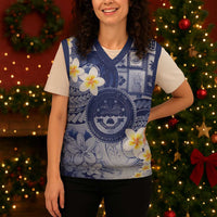 Federated States Of Micronesia Christmas Knitted V-Neck Vest Retro Style Dark Version - Polynesian Pride