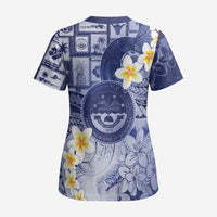 Federated States Of Micronesia Christmas Scrub Top Retro Style Dark Version - Polynesian Pride