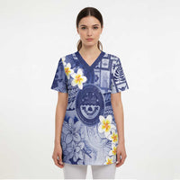 Federated States Of Micronesia Christmas Scrub Top Retro Style Dark Version - Polynesian Pride