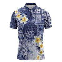 Federated States Of Micronesia Christmas Zipper Polo Shirt Retro Style Dark Version LT05 Navy - Polynesian Pride