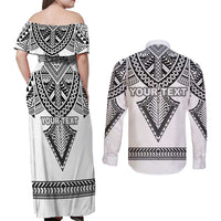 Personalised Melanesian Brotherhood Couples Matching Off Shoulder Maxi Dress and Long Sleeve Button Shirt With Tribal Pattern LT05 - Polynesian Pride