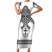 Personalised Melanesian Brotherhood Family Matching Short Sleeve Bodycon Dress and Hawaiian Shirt With Tribal Pattern - Polynesian Pride