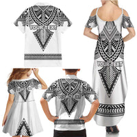 Personalised Melanesian Brotherhood Family Matching Summer Maxi Dress and Hawaiian Shirt With Tribal Pattern - Polynesian Pride
