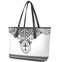 Personalised Melanesian Brotherhood Leather Tote Bag With Tribal Pattern - Polynesian Pride