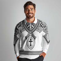 Personalised Melanesian Brotherhood Long Sleeve Polo Shirt With Tribal Pattern LT05 - Polynesian Pride