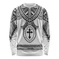Personalised Melanesian Brotherhood Long Sleeve Shirt With Tribal Pattern LT05 Unisex White - Polynesian Pride