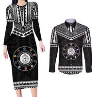 Personalised Melanesian Brotherhood Couples Matching Long Sleeve Bodycon Dress and Long Sleeve Button Shirt Ministry Faith And Mission - Polynesian Pride