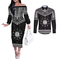 Personalised Melanesian Brotherhood Couples Matching Off The Shoulder Long Sleeve Dress and Long Sleeve Button Shirt Ministry Faith And Mission - Polynesian Pride