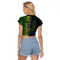 Custom Vanuatu Malampa Raglan Cropped T Shirt Polynesian Tribal LT6 - Polynesian Pride