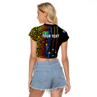 Custom Vanuatu Tafea Raglan Cropped T Shirt Polynesian Tribal LT6 - Polynesian Pride