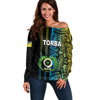 Custom Vanuatu Torba Off Shoulder Sweater Polynesian Tribal LT6 Women Black - Polynesian Pride