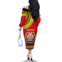 Papua New Guinea Off The Shoulder Long Sleeve Dress Melanesian Festival 2023 LT6 - Polynesian Pride