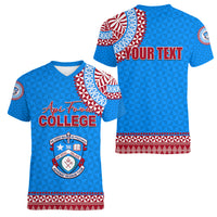 Tonga School Api Fo'ou College Women V Neck T Shirt Tribal Pattern LT6 - Polynesian Pride