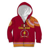 Tonga School Beulah College Kid Hoodie Tribal Pattern LT6 Zip Hoodie Maroon - Polynesian Pride