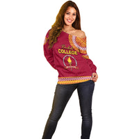 Tonga School Beulah College Off Shoulder Sweater Tribal Pattern LT6 - Polynesian Pride