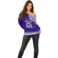 Tonga School Tupou College Off Shoulder Sweater Tribal Pattern LT6 - Polynesian Pride