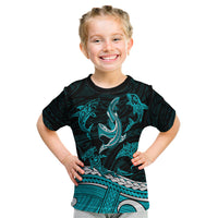Polynesian Tribal Kid T Shirt with Sharks Tattoo Green LT6 Green - Polynesian Pride