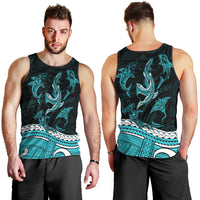 Polynesian Tribal Men Tank Top with Sharks Tattoo Green LT6 - Polynesian Pride