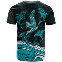Polynesian Tribal T Shirt with Sharks Tattoo Green LT6 - Polynesian Pride