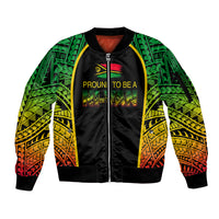 Custom Vanuatu Sleeve Zip Bomber Jacket Pround To Be A Ni-Van LT6 Unisex Black - Polynesian Pride