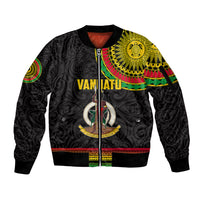 Custom Vanuatu Sleeve Zip Bomber Jacket Polynesia Circle LT6 Unisex Black - Polynesian Pride