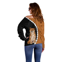 Custom Shiba Inu Dog Off Shoulder Sweater With Polynesian Tribal Tattoo LT6 - Polynesian Pride