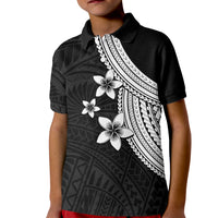 Polynesian Kid Polo Shirt With Plumeria Flower White LT6 Kid White - Polynesian Pride