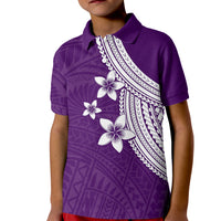 Polynesian Kid Polo Shirt With Plumeria Flower Purple LT6 Kid Purple - Polynesian Pride