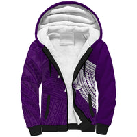 Polynesian Sherpa Hoodie With Plumeria Flower Purple LT6 Unisex Purple - Polynesian Pride