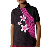Polynesian Kid Polo Shirt With Plumeria Flower Pink LT6 Kid Pink - Polynesian Pride