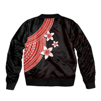 Polynesian Bomber Jacket With Plumeria Flower Red LT6 - Polynesian Pride