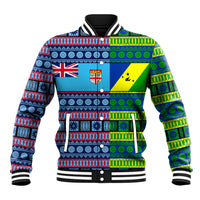 (Custom Personalised) Fiji Malampa Baseball Jacket Tribal Patterns LT6 Unisex Blue - Polynesian Pride