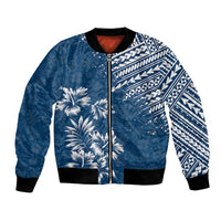Hawaii Summer Bomber Jacket Mix Polynesian Dark Blue LT6 Unisex Blue - Polynesian Pride