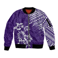 Hawaii Summer Sleeve Zip Bomber Jacket Mix Polynesian Purple LT6 Unisex Purple - Polynesian Pride