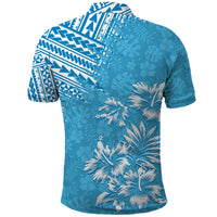 Hawaii Summer Polo Shirt Mix Polynesian Light Blue LT6 - Polynesian Pride