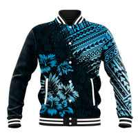 Hawaii Summer Baseball Jacket Mix Polynesian Black-Blue LT6 Unisex Blue - Polynesian Pride