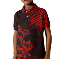 Hawaii Summer Kid Polo Shirt Mix Polynesian Black-Red LT6 Kid Red - Polynesian Pride