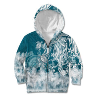 Polynesian Sea Turtle Kid Hoodie Tribal LT6 Zip Hoodie Blue - Polynesian Pride