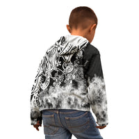 Polynesian Sea Turtle Kid Hoodie Tribal Black LT6 - Polynesian Pride