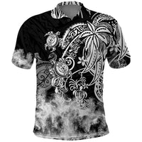 Polynesian Sea Turtle Polo Shirt Tribal Black LT6 Black - Polynesian Pride