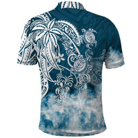 Polynesian Sea Turtle Polo Shirt Tribal Blue LT6 - Polynesian Pride