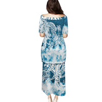 Polynesian Sea Turtle Puletasi Tribal Blue LT6 - Polynesian Pride