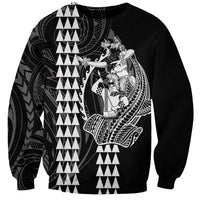 Polynesian Sweatshirt Hawaiian Warrior and Aloha Girl With Hammerhead Shark Tattoos White LT6 Unisex White - Polynesian Pride